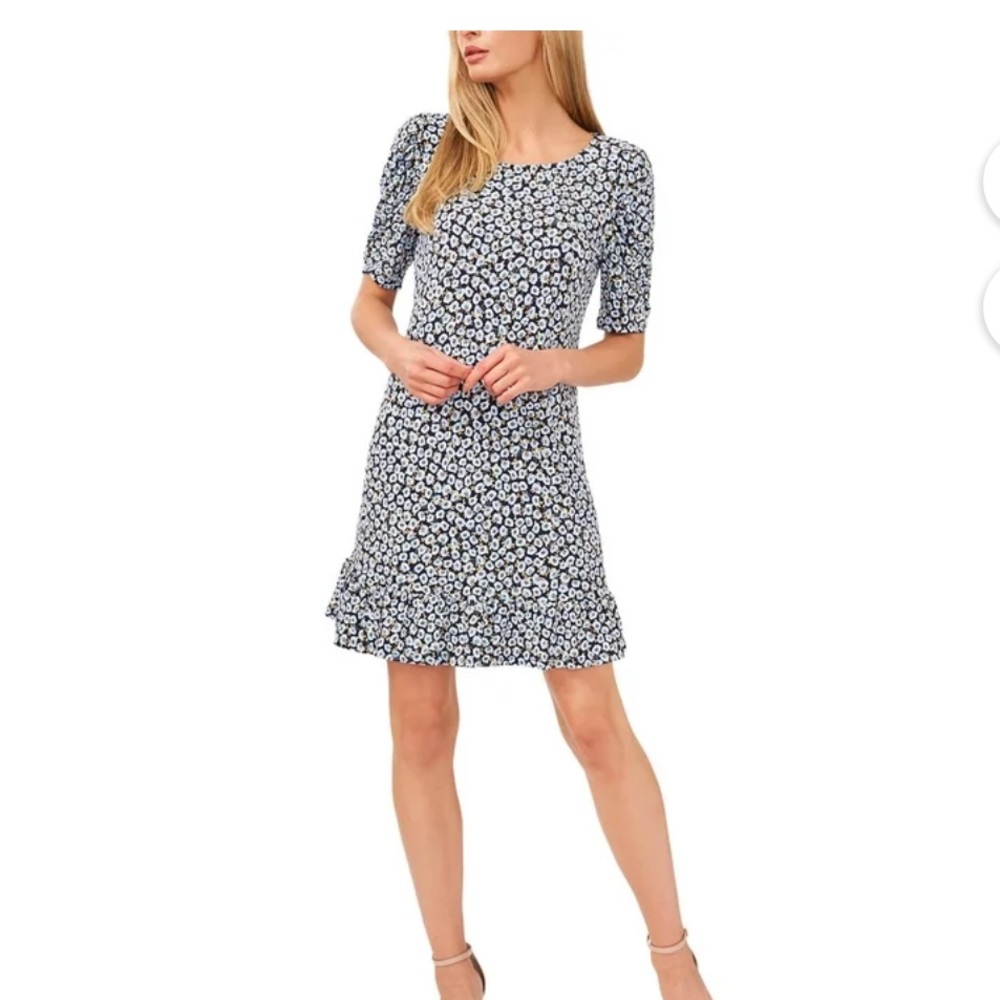 CeCe Women's Short Sleeve Floral-Print Ruffled Dress - Picture 1 of 1